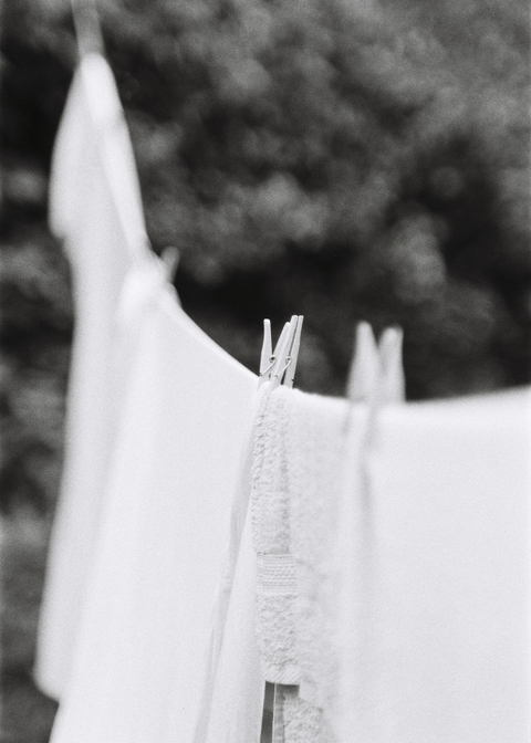 Clothes line with pegs and towels