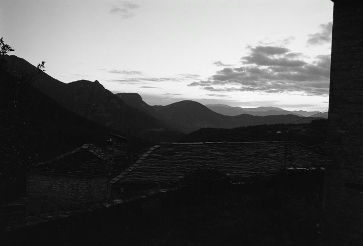 A view from Mikro Papigo towards the mountains at sunset