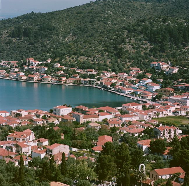 The port of vathy on the island of Ithaki, Greece