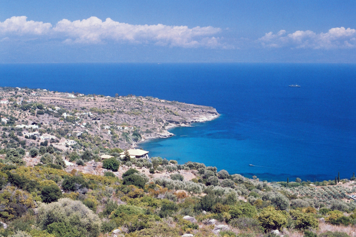 A view from Faneromeni across the Messinian bay