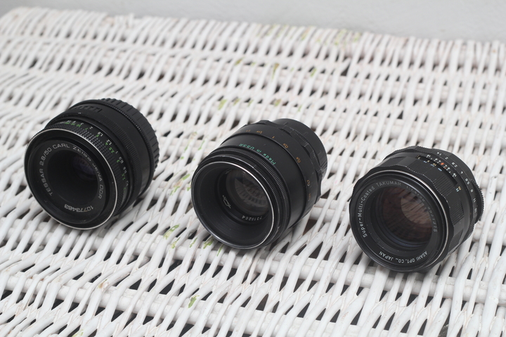 Standard lenses (Carl Zeiss Tessar 50mm, Helios 44-2 and Takumar 50mm f1.4)