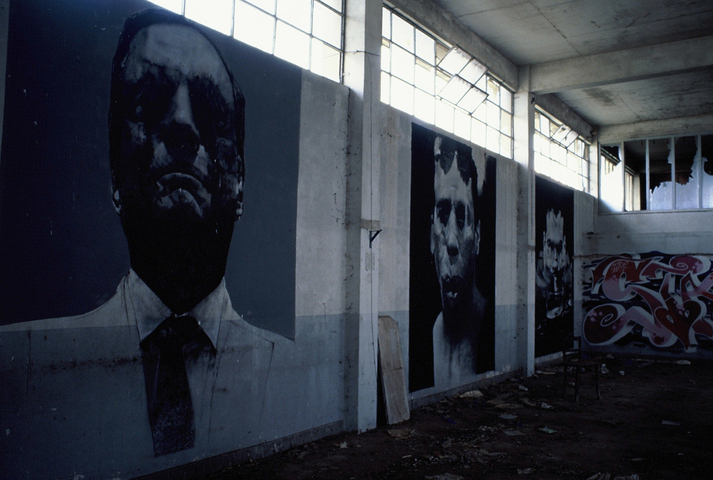 artwork in an abandoned industrial building