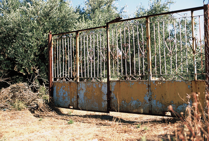 An old iron gate in the countryside